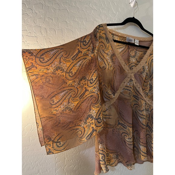 Vintage Caran New York Womans Y2K Babydoll Top Size 1X Fairy Lace Trim Artsy - Picture 5 of 11